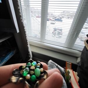 Vintage Style Green Gem Brooch